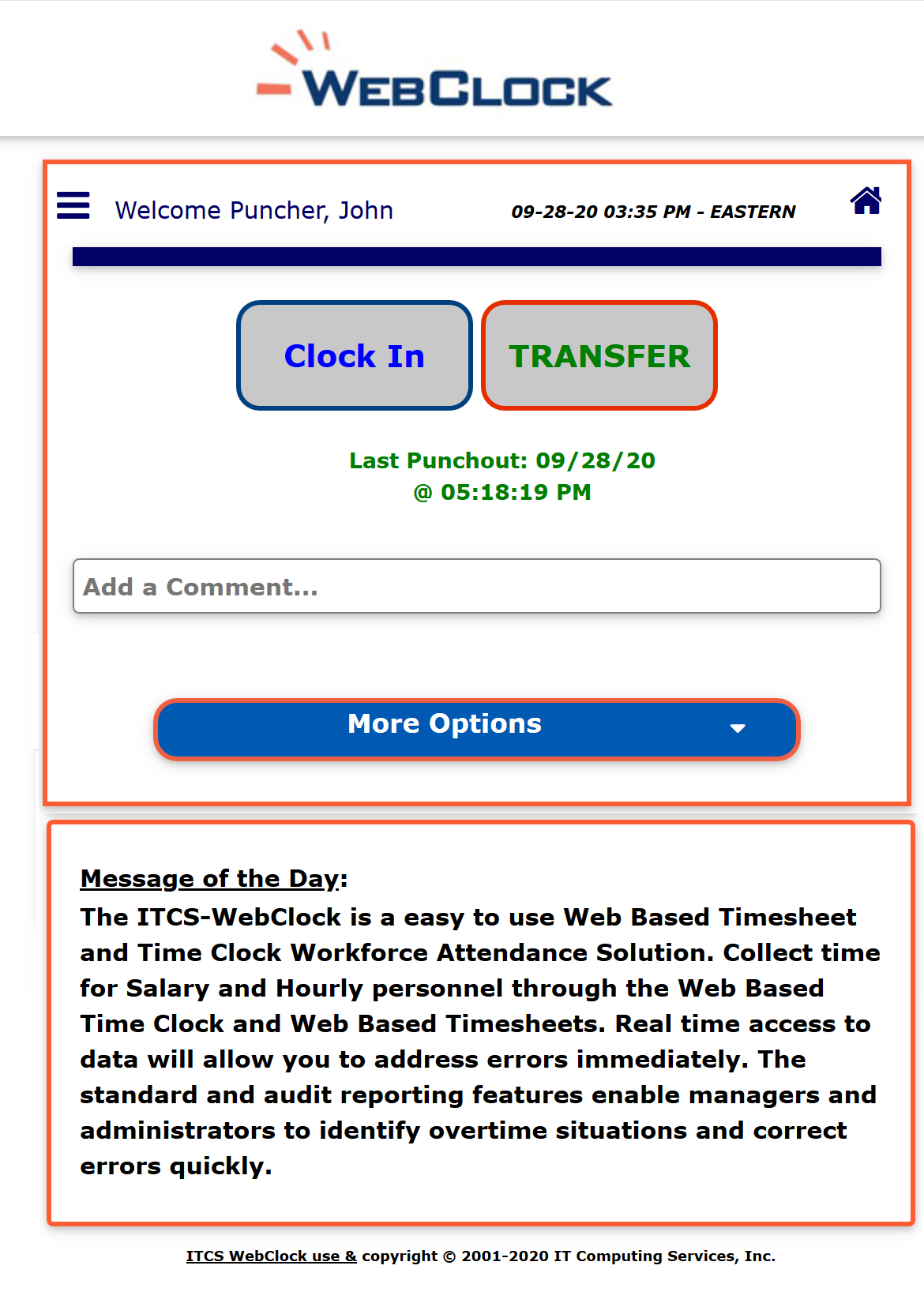  Based Time and Attendance Software ITCS Clock