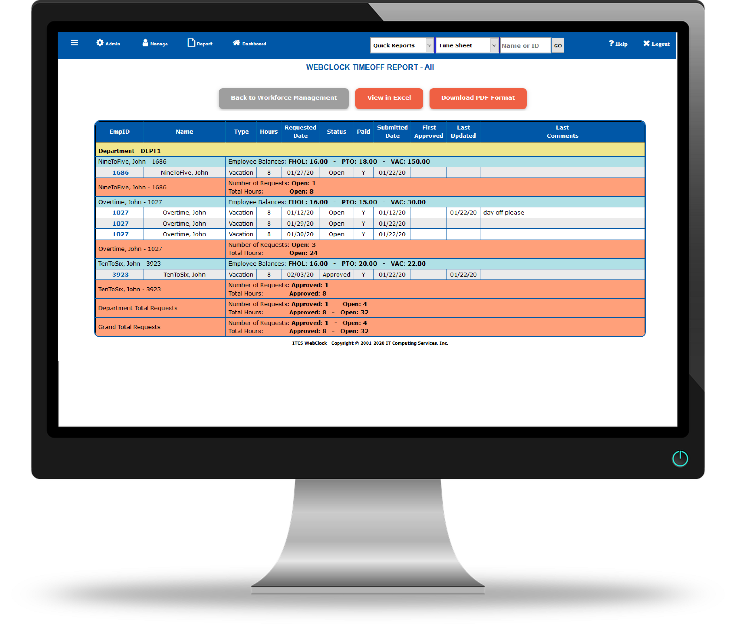 Time Off Tracking Software by ITCS-WebClock