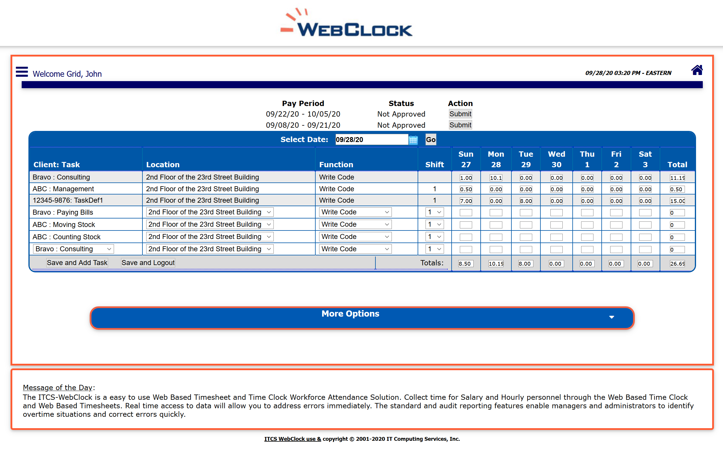  Based Time and Attendance Software ITCS Clock